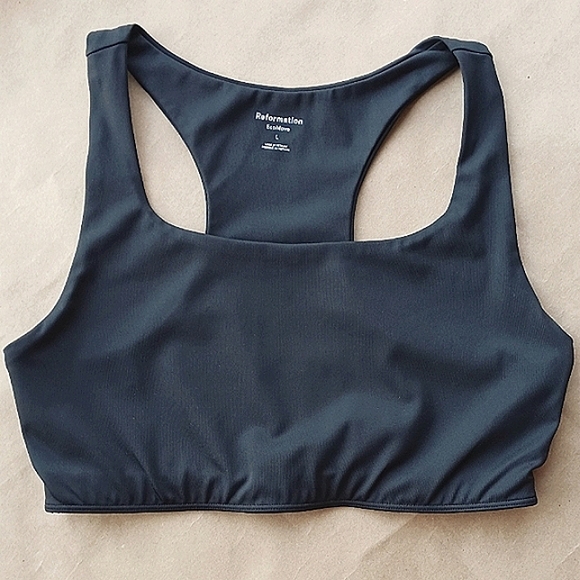 Reformation Ecomove Racerback Sports Bra sz Large Black - Picture 1 of 4